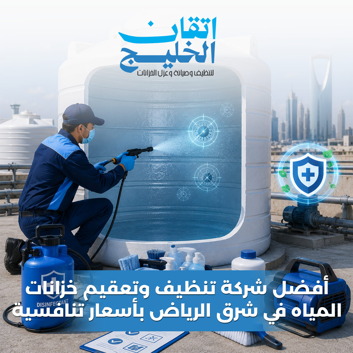 أفضل شركة تنظيف وتعقيم خزانات المياه في شرق الرياض - اتقان الخليج